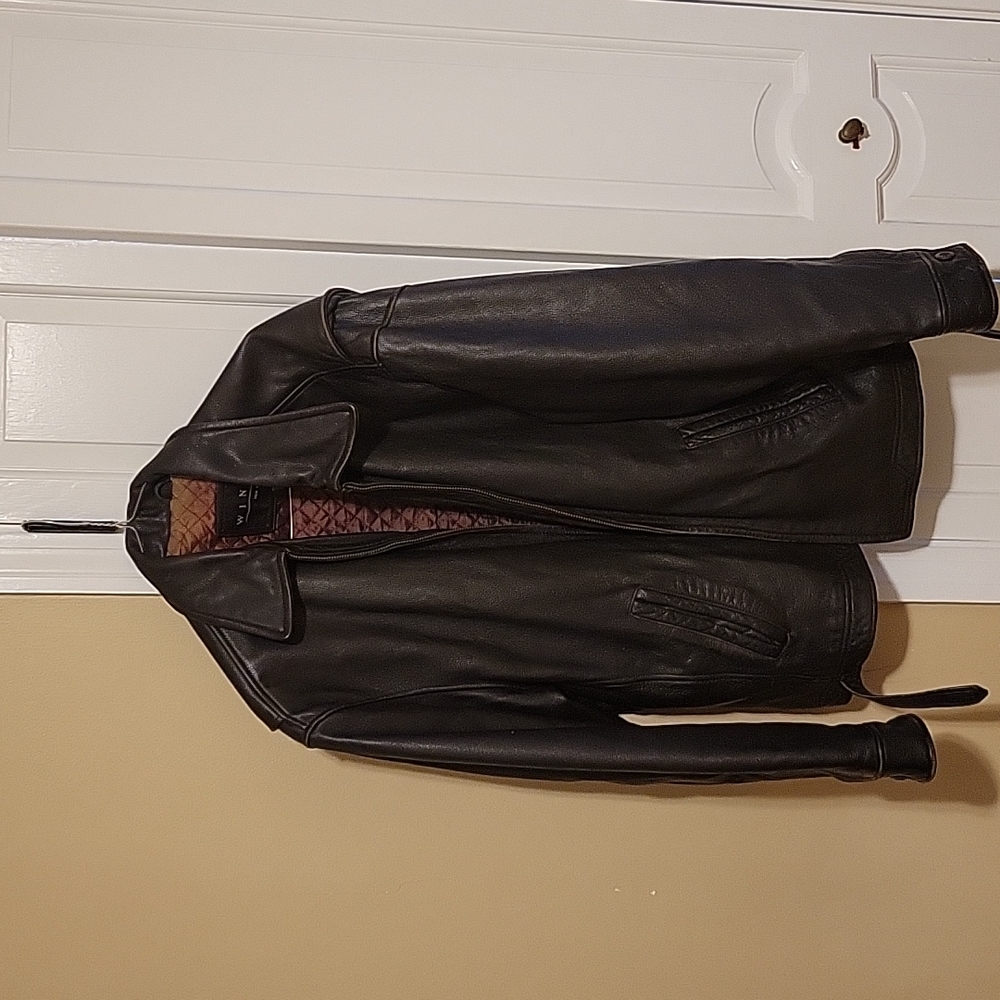 Mens XL Leather Bomber Jacket - Winlit